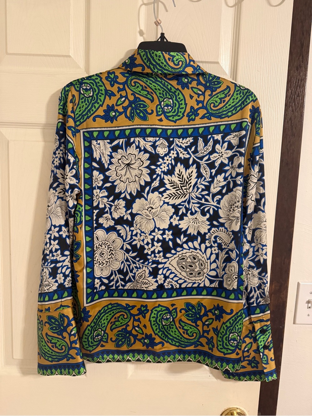 Zara Yellow Paisley Blouse with Green and Blue Accents - Picture 5 of 5